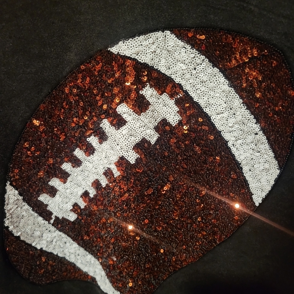 White Birch Football Sequin Long Sleeve Pullover Sweatshirt Size Small - Picture 3 of 5